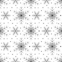 Seamless pattern with black snowflakes on white background vector