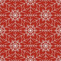 patrón transparente con copos de nieve blancas sobre fondo rojo. decoración tradicional de invierno festivo para año nuevo, navidad, vacaciones y diseño. ornamento de línea simple repetir copo de nieve vector