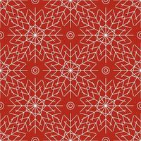 Seamless pattern with white snowflakes on red background. Festive winter traditional decoration for New Year, Christmas, holidays and design. Ornament of simple line repeat snow flake vector