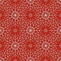 Seamless pattern with white snowflakes on red background. Festive winter traditional decoration for New Year, Christmas, holidays and design. Ornament of simple line repeat snow flake vector