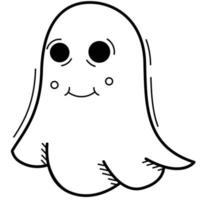 Cute ghost with big eyes in linear style vector