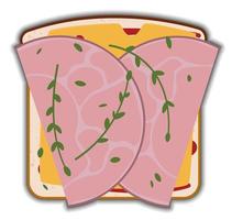 tasty ham and cheese sandwich with shadow vector