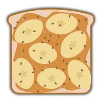 bananas and peanut butter sandwich with shadow vector