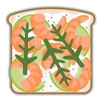 shrimp and avocado tasty sandwich with shadow vector