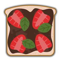 strawberry and chocolate tasty sandwich with shadow vector