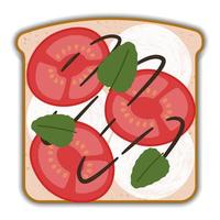 Tomates y mozzarella sabroso sándwich con sombra vector