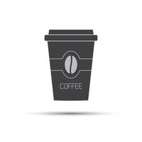 Simple icon paper cup of coffee with coffee bean vector