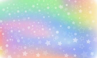 Rainbow fantasy background. Holographic illustration. Sky with stars. vector
