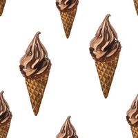 Seamless of Chocolate Soft serve Ice cream watercolor, Background vector