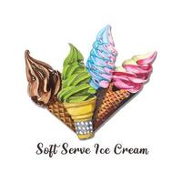 Set of Soft serve Ice cream vector