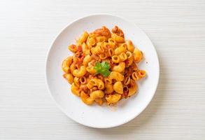 macaroni with tomatoes sauce and mince pork photo