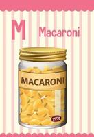 Alphabet flashcard with letter M for Macaroni vector