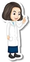 Cartoon character sticker with a girl in science gown vector