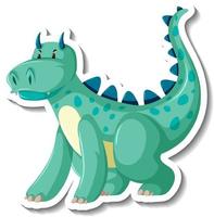Cute green dragon cartoon character sticker vector