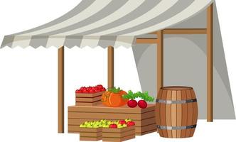 Fruit store with striped canvas roof vector