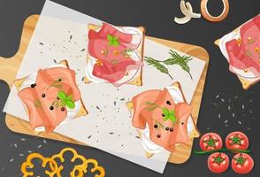 Cold cuts platter in cartoon style on the table vector