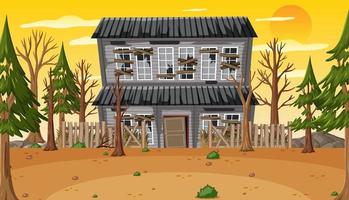 Scene with abandoned house at daytime vector