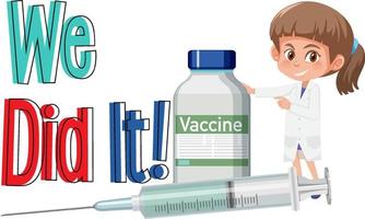 Covid-19 vaccination concept with a doctor cartoon character vector