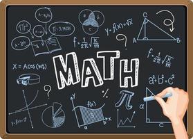 Hand writing math formula on blackboard vector