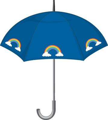 Blue umbrella with rainbow pattern