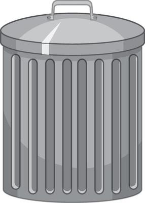 Trash can in cartoon style on white background