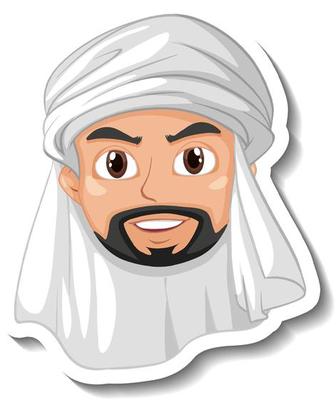 Arab man cartoon sticker on white background