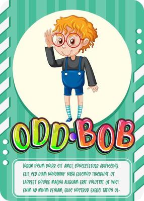 Character game card with word Odd-Bob