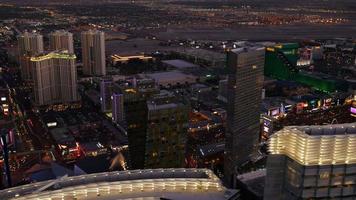 Las Vegas, Nevada, USA  November 26, 2014 Aerial view of Las Vegas Strip at dusk video