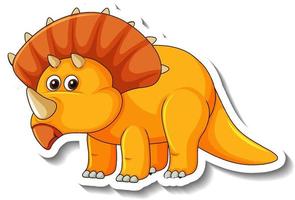 A sticker template with cute dinosaur cartoon character isolated vector