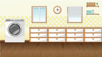 Laundry room interior design with furnitures and decorations vector