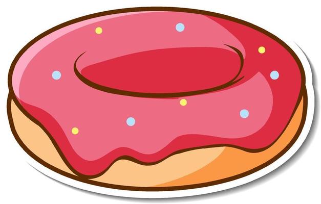 Fast food sticker design with Pink Donut isolated