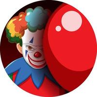 Creepy clown smiling with red balloon vector