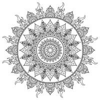 mandala, doodle página de libro para colorear. redondo blanco y negro. patrones orientales de terapia antiestrés, ilustración vectorial de meditación. vector