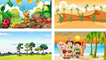 Four different outdoor scenes vector