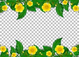 Yellow flower and leaves frame template vector