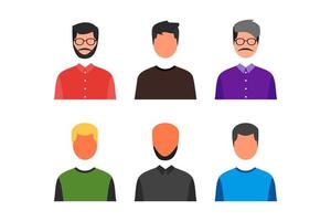 set of faceless man avatar with various style. profile picture vector