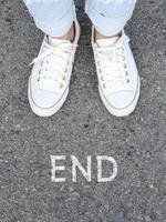 White casual shoes making decision photo