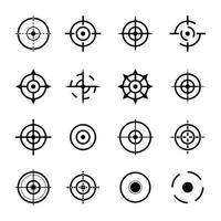 Target or Aim icons set of 16 icons in black and white color vector