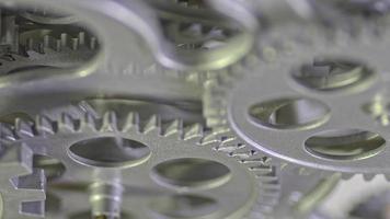 Gray Old Metallic Gears Mechanism Working Close Up video