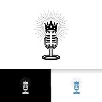 King microphone vector  illustration in retro style. mic and crown