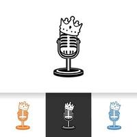 King microphone vector  illustration in retro style. mic and crown