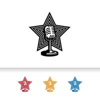 Retro microphone vector illustration isolated on star shape