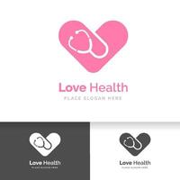 Stethoscope icon with heart shape. Health and medicine symbol. vector