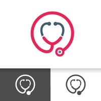 icono de estetoscopio con forma de corazón. símbolo de salud y medicina. vector