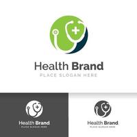 signo de diseño de icono de estetoscopio. plantilla de logotipo de salud y medicina vector