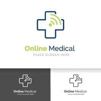 plantilla de diseño de logotipo médico en línea. símbolo de salud y medicina. vector