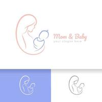 Mom and baby logo vector symbol. Mom hugs her child logo template