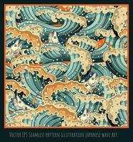 Vector EPS Seamless pattern illustration japanese wave art