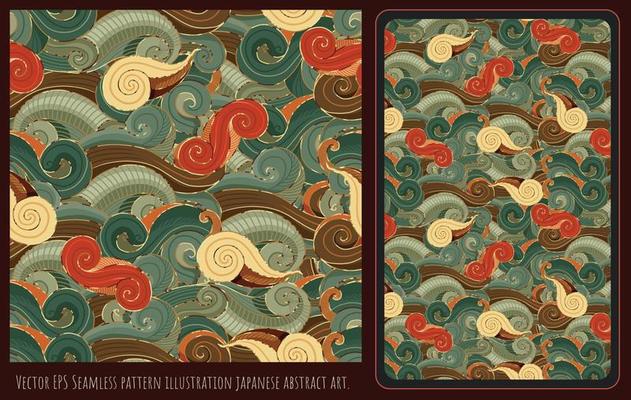 Vector EPS Seamless pattern illustration japanese abstract art 04