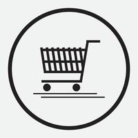 icono de carrito de compras para transportar mercancías en la tienda vector